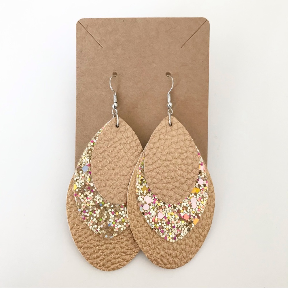 ⭐️4/$10⭐️ Layered Leather + Glitter Earrings